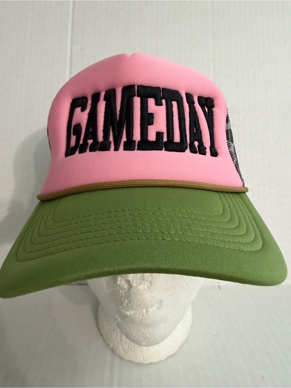 Flying S Co Pink and Green Trucker Hat with Embroidered Gameday Logo